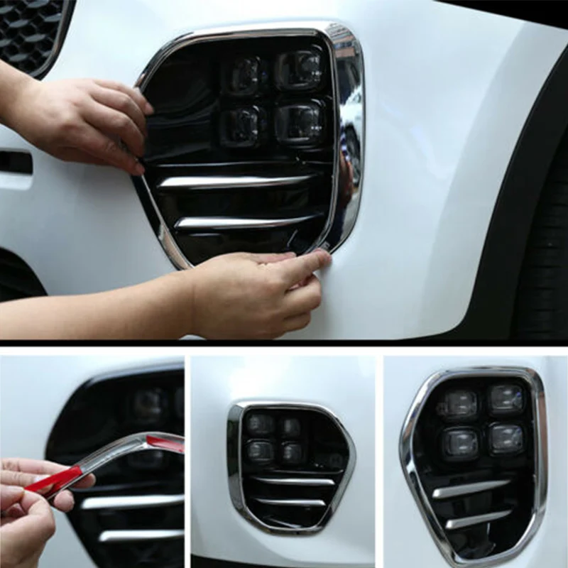 Car Decoration Chrome Front Fog Light Lamp Cover Trim Frame For Kia Sportage KX5 QL 2016~2018 Foglight Molding Garnish Bezel