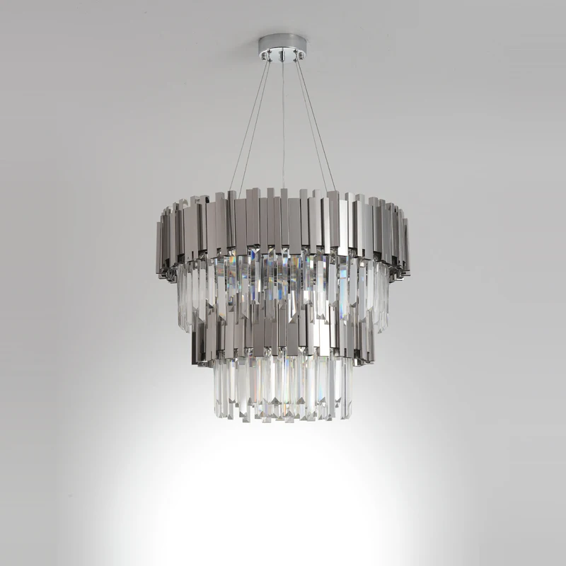 

2 Layer Chrome Silver Gold Black Crystal LED Lustre Hanging Lamps Chandelier Lighting Suspension Luminaire Lampen For Foyer