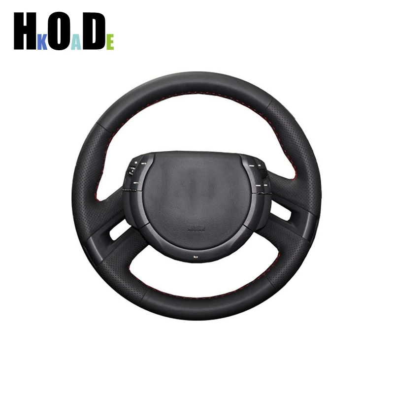 Car Steering Wheel Cover For Citroen C4 Picasso 2007 2008 2009 2010 2011 2012 2013 DIY Hand stitch Black Microfiber leather