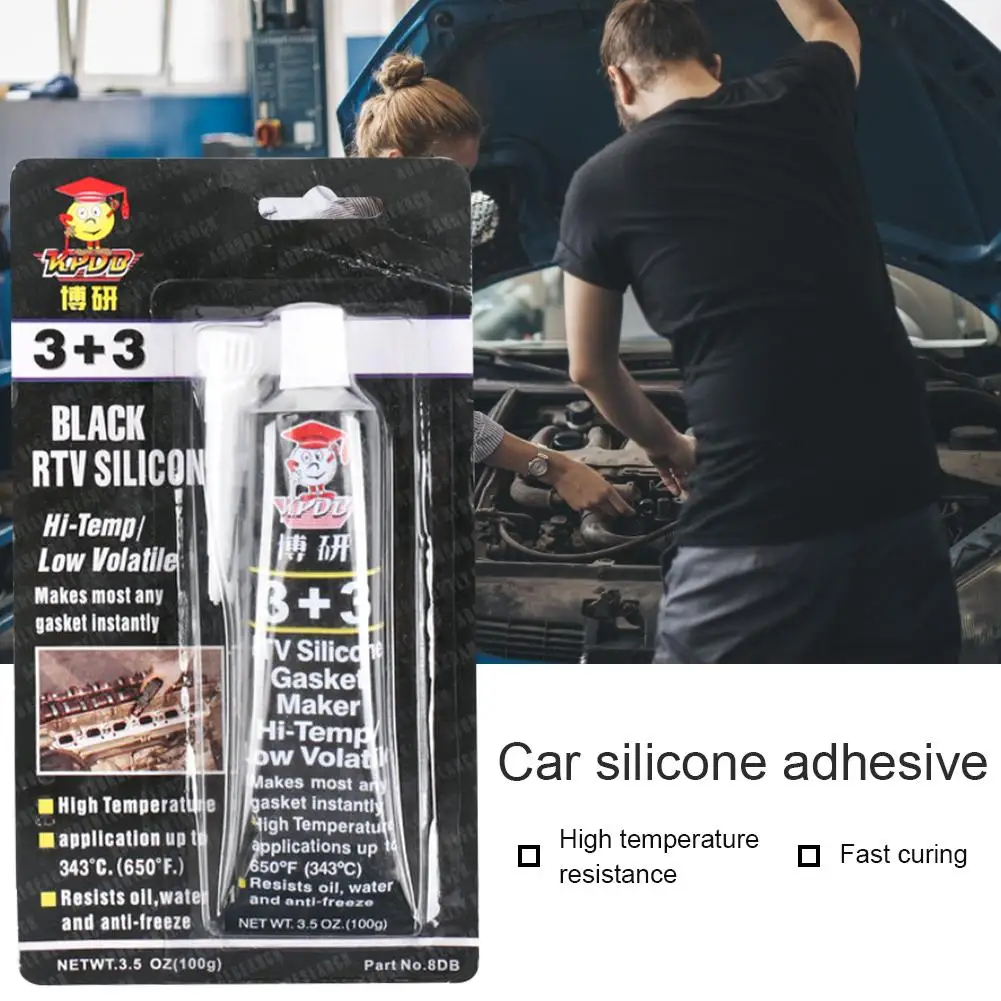 3 + 3 Plastic High Temperature Silicone Rubber Automotive Non-adhesive Gasket Oil Resistant Waterproof Sealant Black/Red/Gray