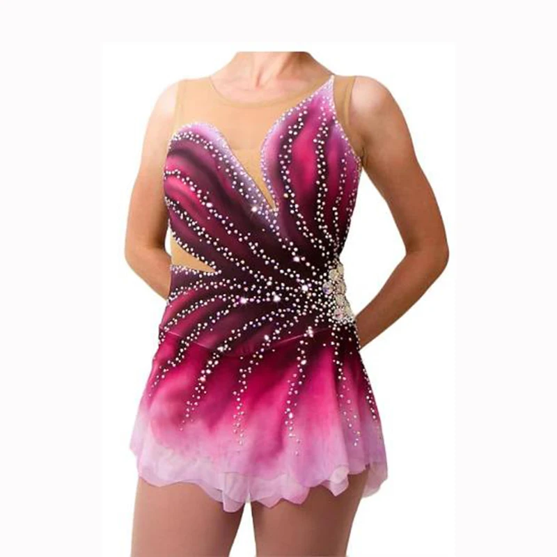 

LIUHUO Hot-Sale Skating Dress Girls Spandex and Stretch Mesh Performance Wear Rhinestone Latin Dance Dress for Competition