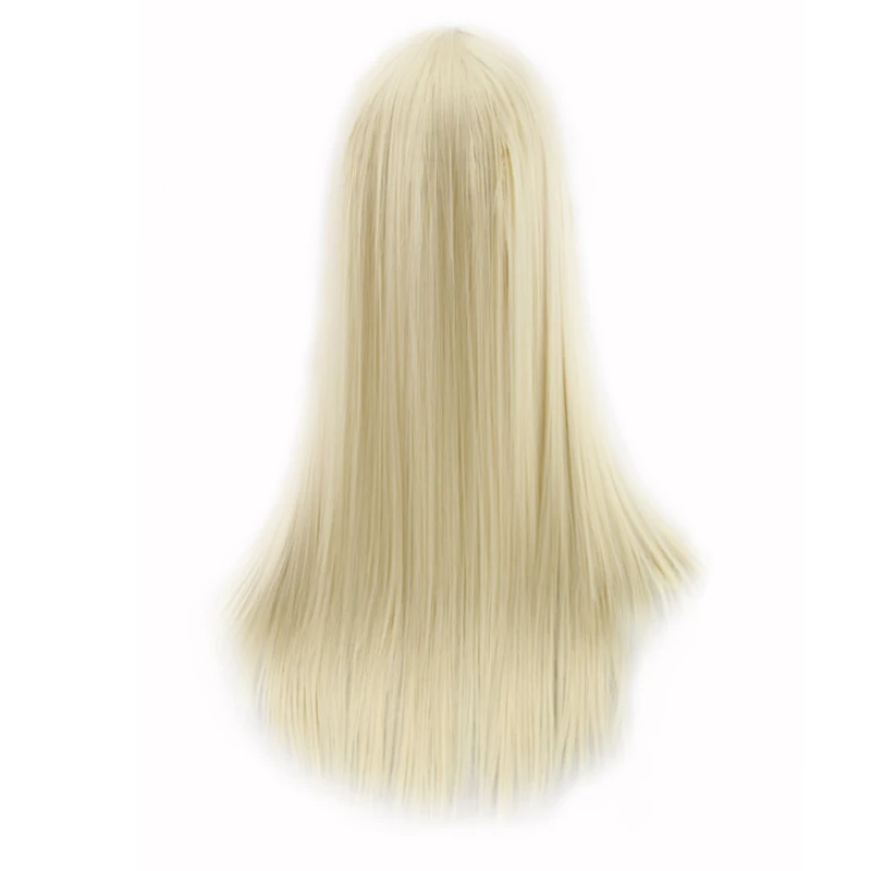 WoodFestival Synthetic Wig Female Straight Long Hair Cosplay Wigs For Women Red Blue Black Blonde Burgundy Silver Dark Brown