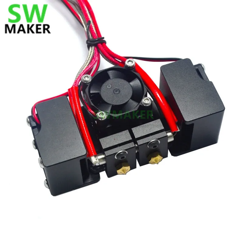 Zaktualizowane części drukarki 3D Chimera + plus dwukolorowa głowica wytłaczarki 2 wejścia 2 wyjścia z bezszwowym Fanduct dla 1,75 mm
