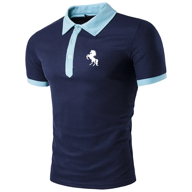 Brand new men\'s fashion casual short sleeve printed polo shirt