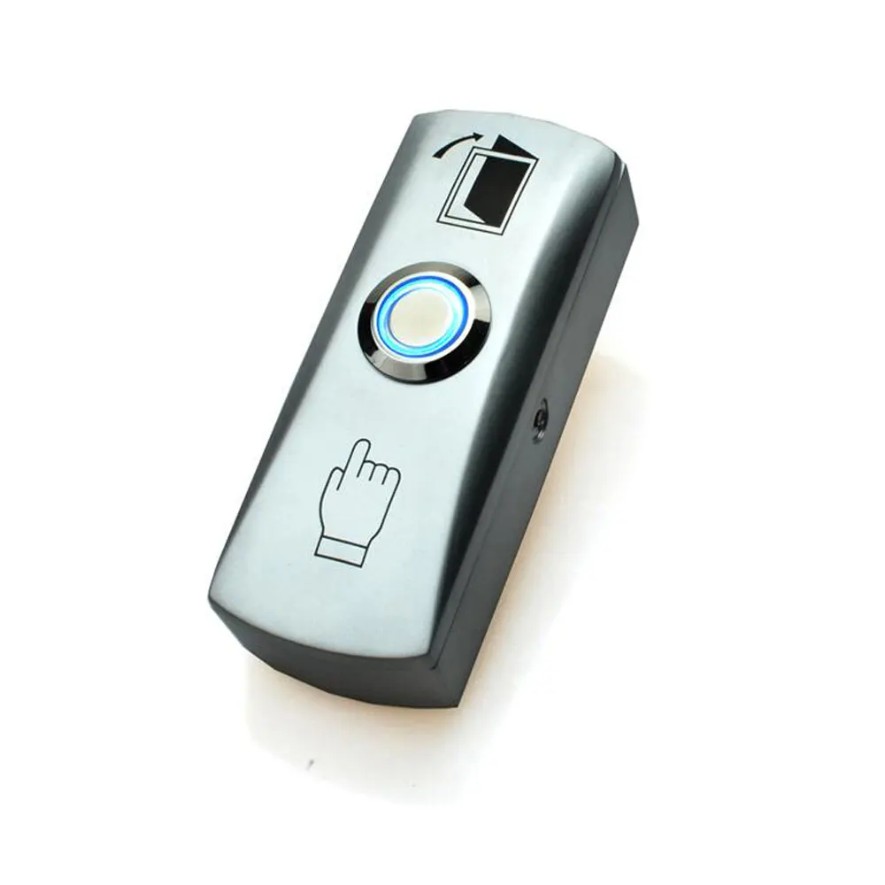 Metal Exit Button With LED Light For Access Control With Bottom Box Door Push Exit Door Release Button Switch