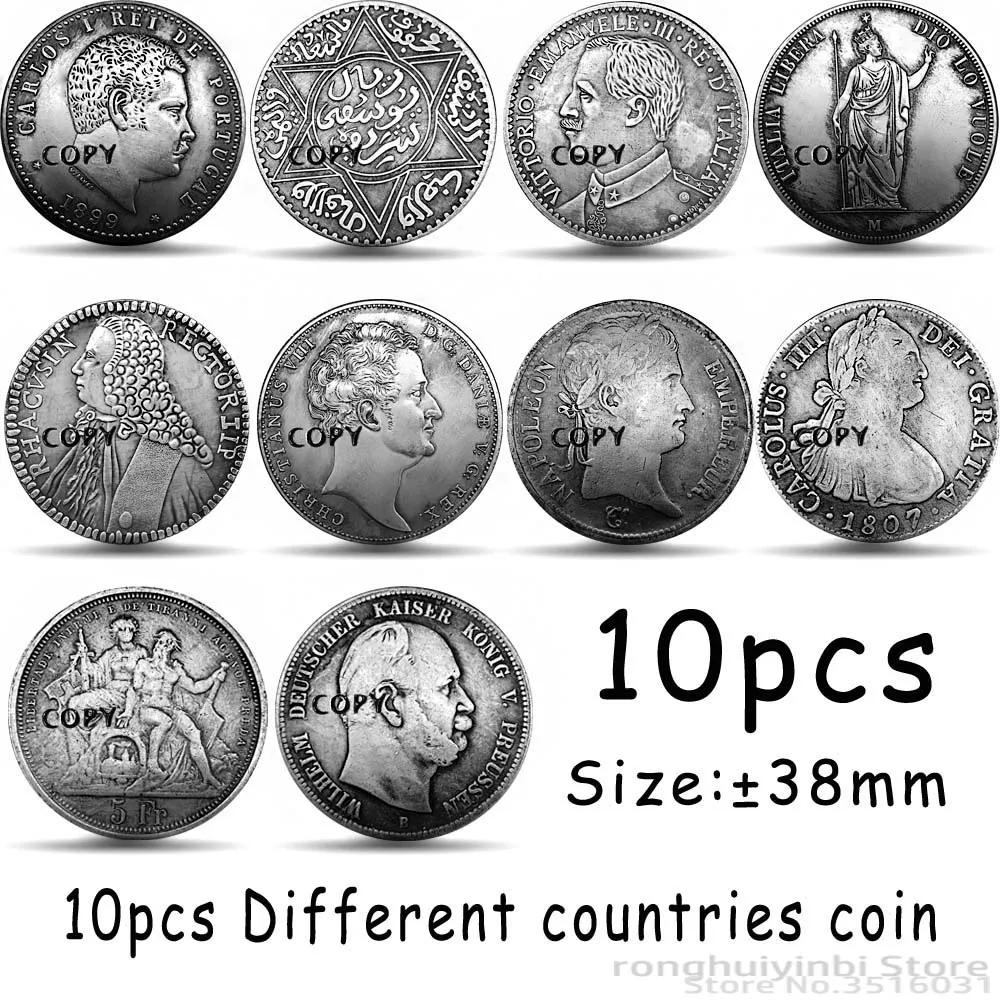 10pcs Different Countries Copy Coin Collection Gift Antique Imitation Coins