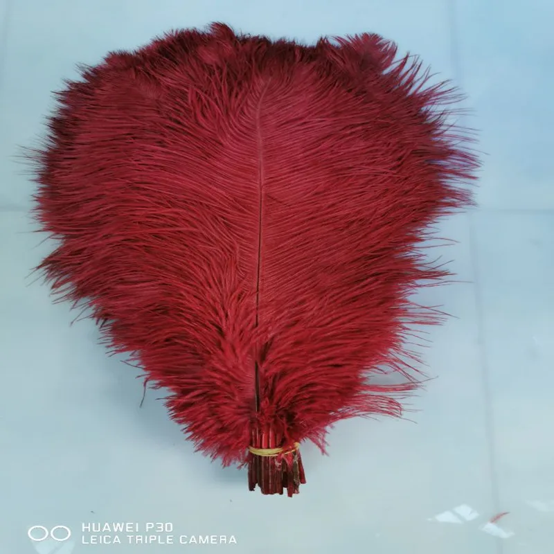 50pcs/lot Wine red ostrich feather 35-40cm 14-16inches plume performance headwear clothing festival wedding decoration feathers