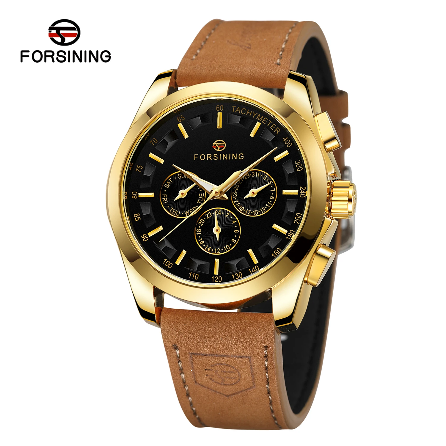 

Forsining watches men's leisure three eyes six needle automatic mechanical watch wristband mechanical men's watch