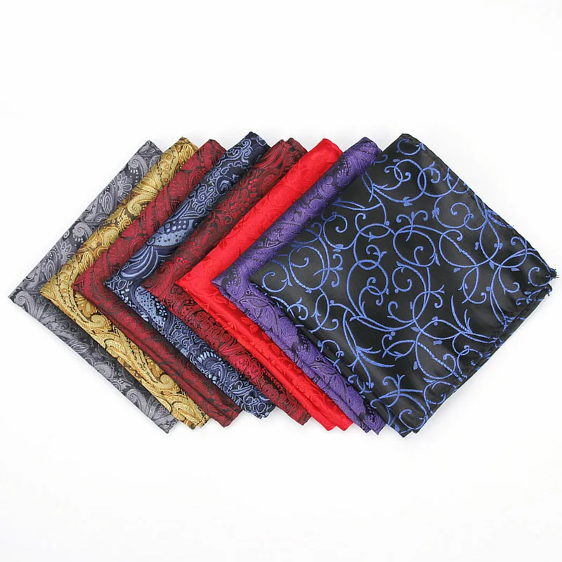 23*23cm Elegant Pocket Square Colorful Handkerchief Silk Floral Hanky Men Wedding Business Meeting Suit Uniform  Accessories