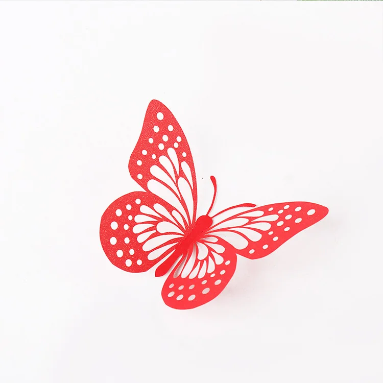 12 Stück/Set, ausgehöhlte Schmetterlings-Wandaufkleber zur Dekoration für Hochzeiten, zum Aufkleben in Wohnzimmern, Schmetterlinge, selbstklebende Aufkleber. – Detail 9