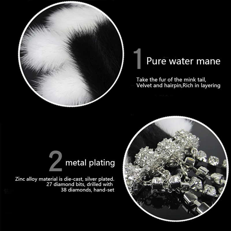 Wholesale Fashion Car Crystal Diamante Pendant Mink Fur Rearview Mirror Hanging Fox Plush Ornaments Charm Auto Interior Decorate