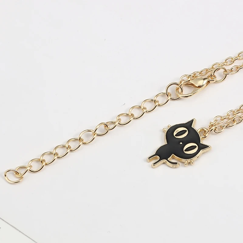 DIY Cartoon Fashion Animal Charm Pendant Kawaii Small Black White Cat Necklace Women\'s Girl Gift Collar Cute Friends Jewelry