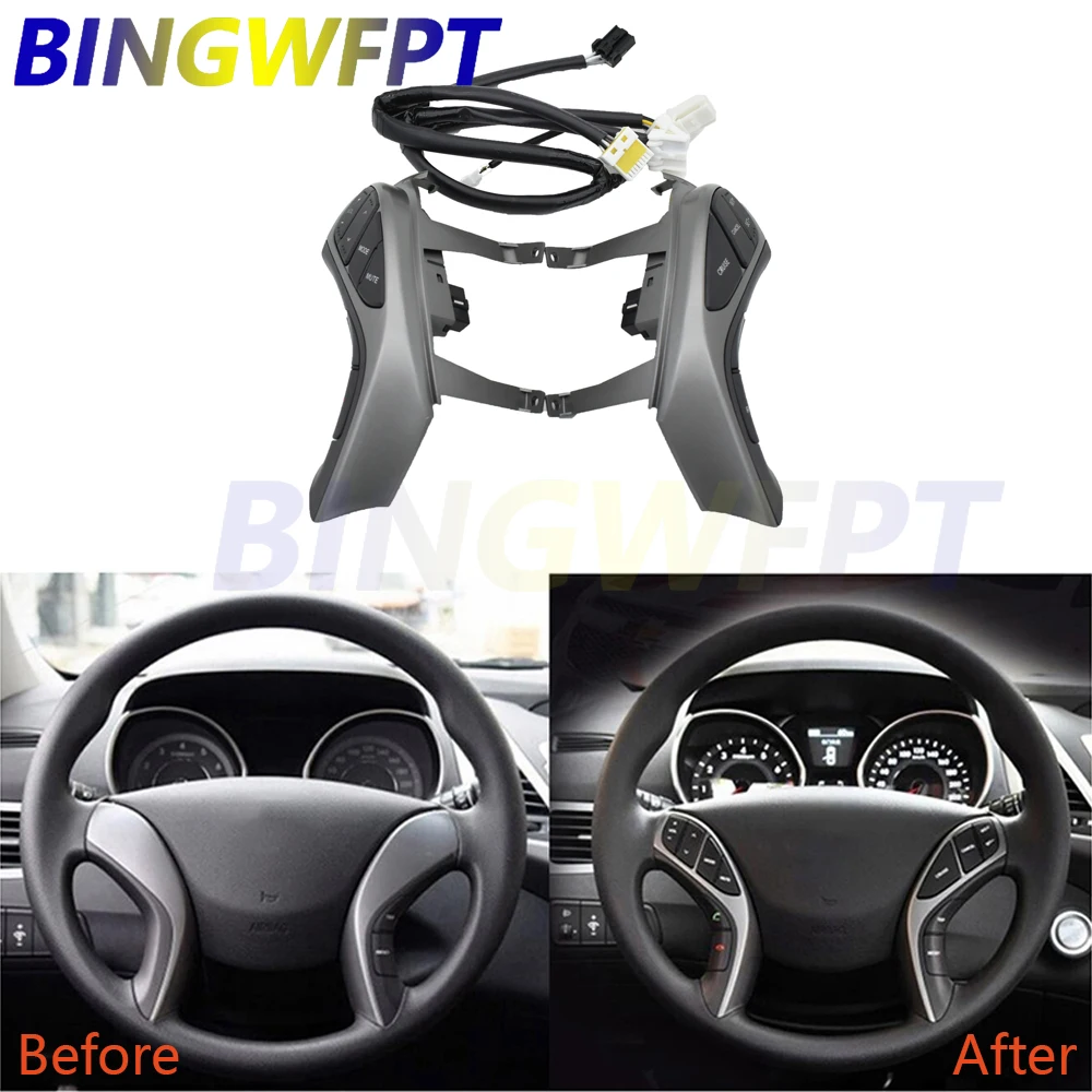 Cruise Control Music Steering Wheel Buttons for Hyundai Elantra 2012-2015 AT 2012-2014 MT I30 MT Switch-12 Pins-Low