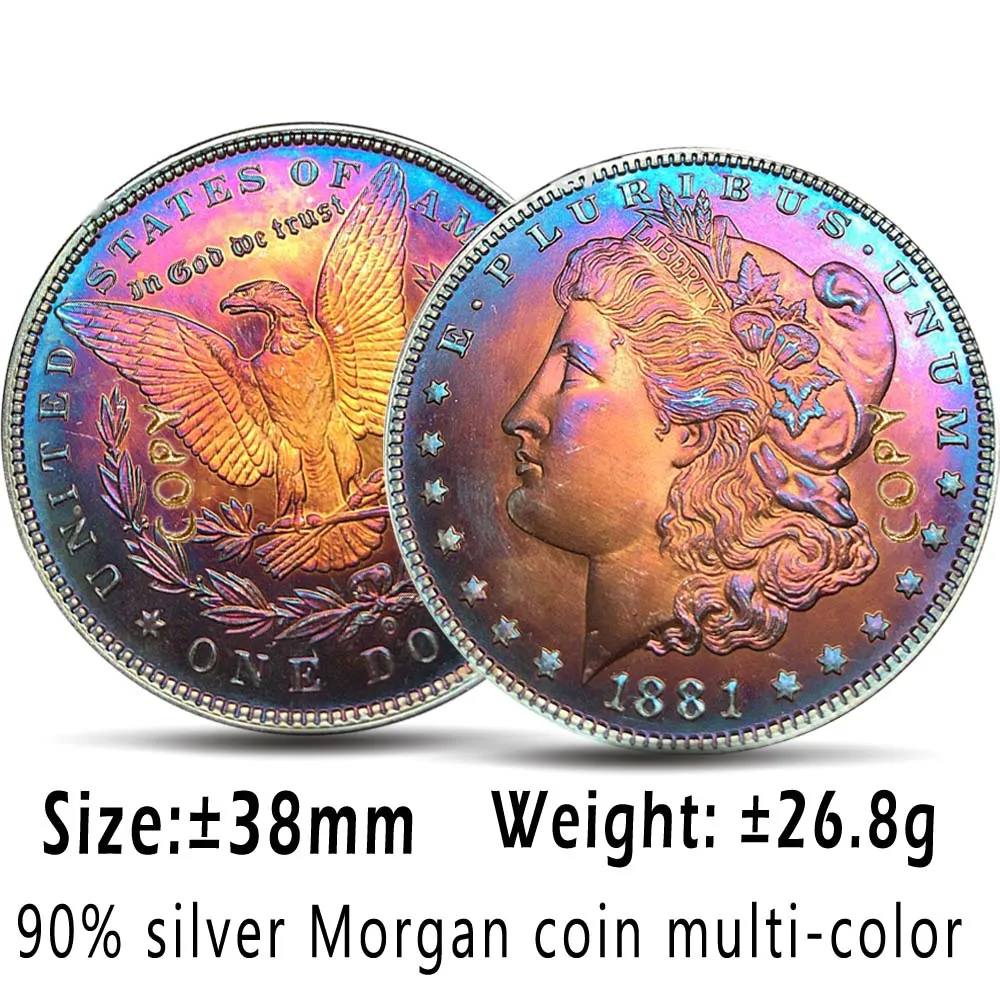 

USA coins copy 90% silver multi-color Morgan collectible coins