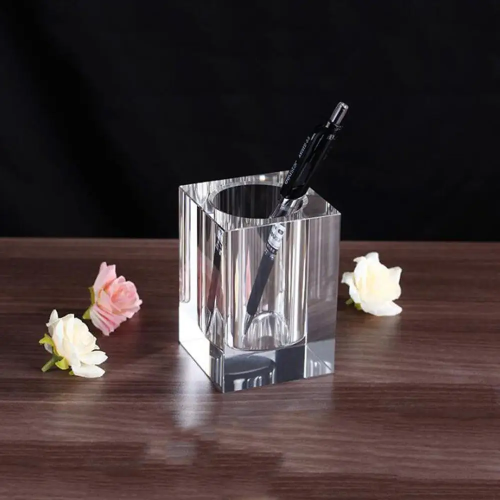 K9 Clear Crystal Pen Holder, Stylish Desktop, Real K9, Crystal Pen Pot