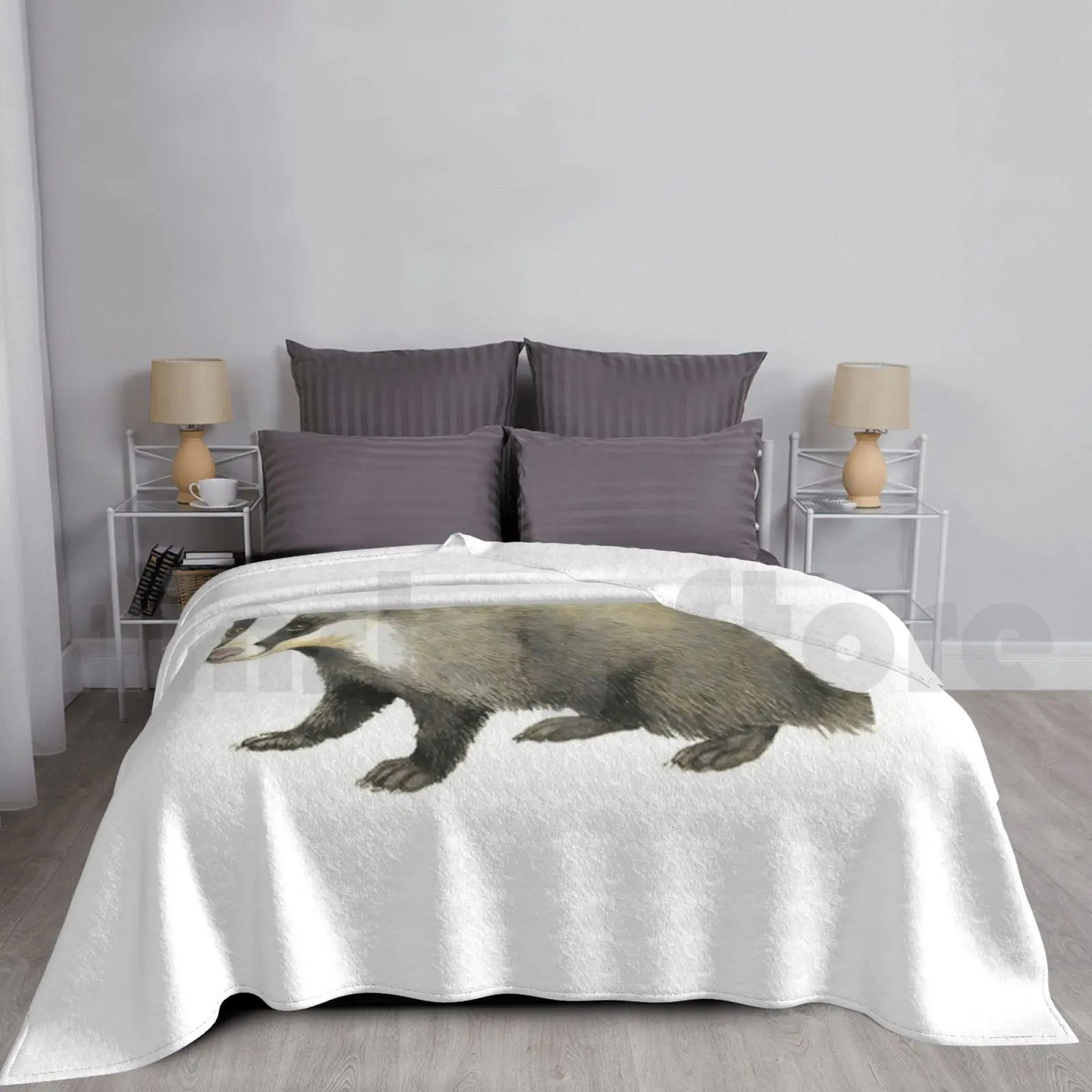 Badger , Funny Gift Idea Blanket Fashion Custom 557 Badger Mustelidae Omnivores Otters Polecats Weasels