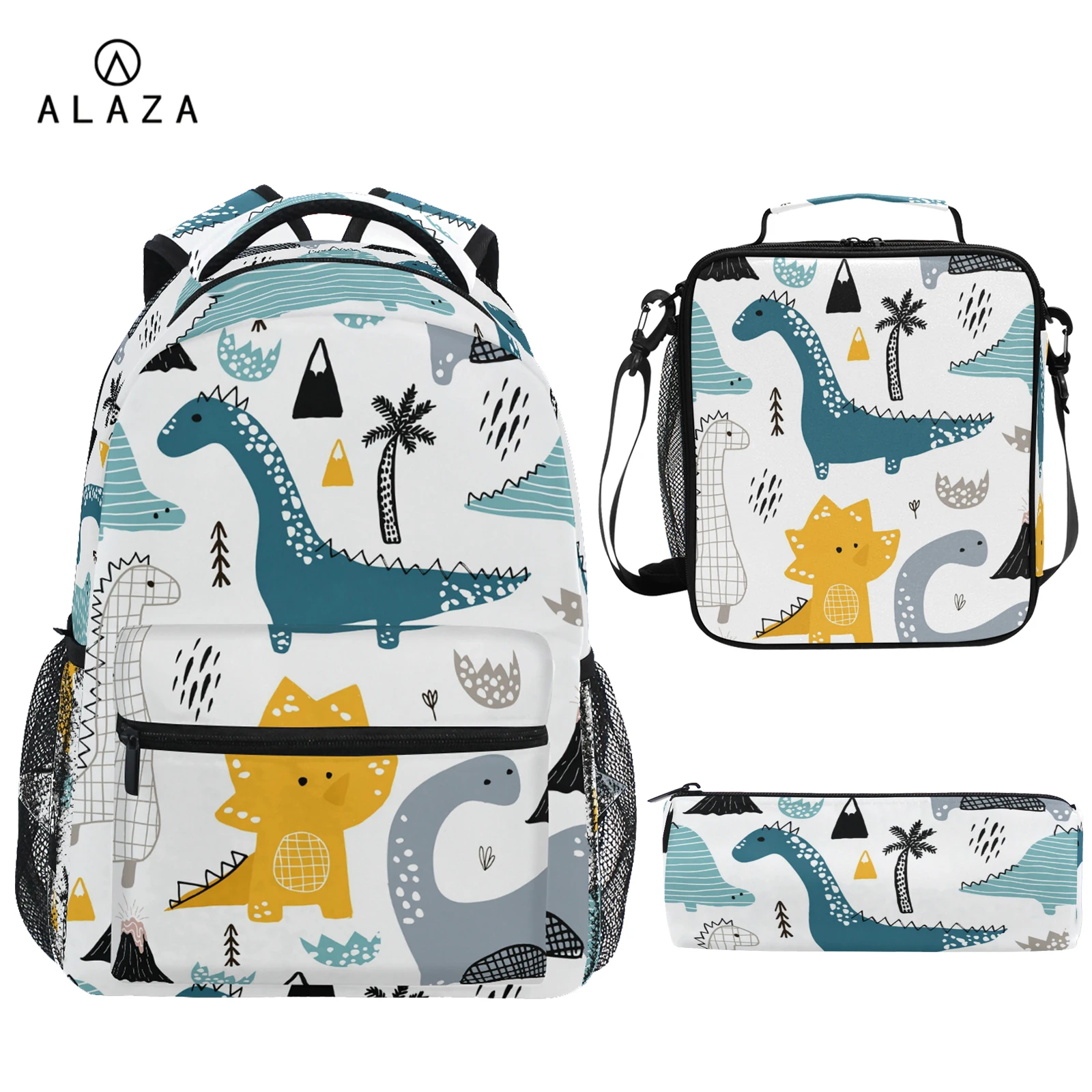 ALAZA 3 pièces/ensemble enfants sacs d'école enfants dinosaure impression sac à dos garçons filles cartable bébé enfant en bas âge sac Mochila Infantil 2022 nouveau