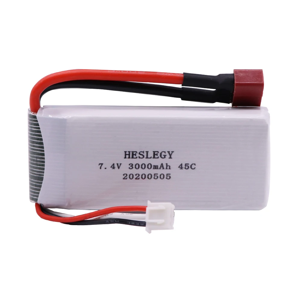 7.4V 3000mAh 2S lipo battery with USB Charger for WLtoys 12428 12423 RC toys Car Parts 7.4 V upgrade lipo Battery T Plug