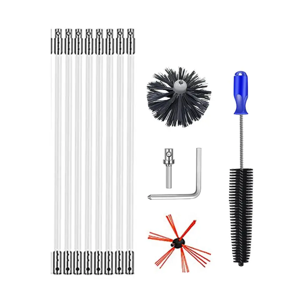 

1 Set Chimney Cleaning Brush Sweeping Brush Reinforced Nylon Rod Fireplace Pipe Cleaning System With Replacement Brush Head