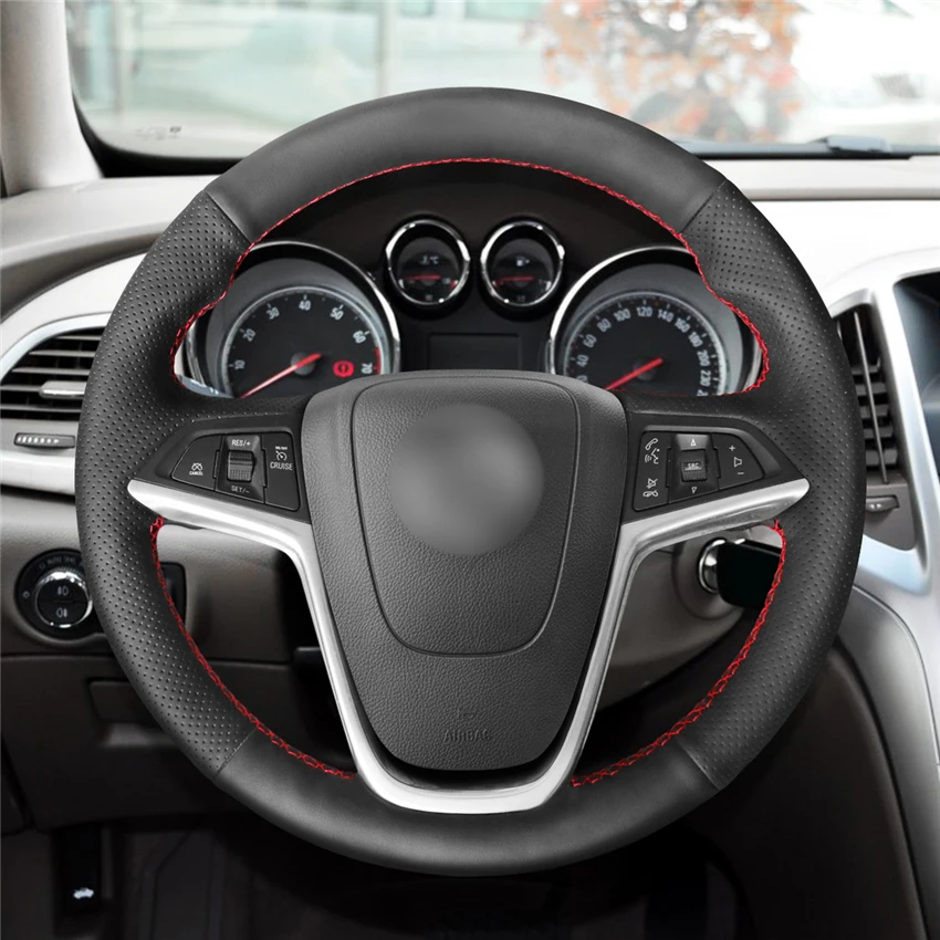 Hand-stitched Black Leather Car Steering Wheel Cover for Opel Mokka 2012-2019 Insignia 2008-2013 Astra (J)  2010 2011 2012-2015