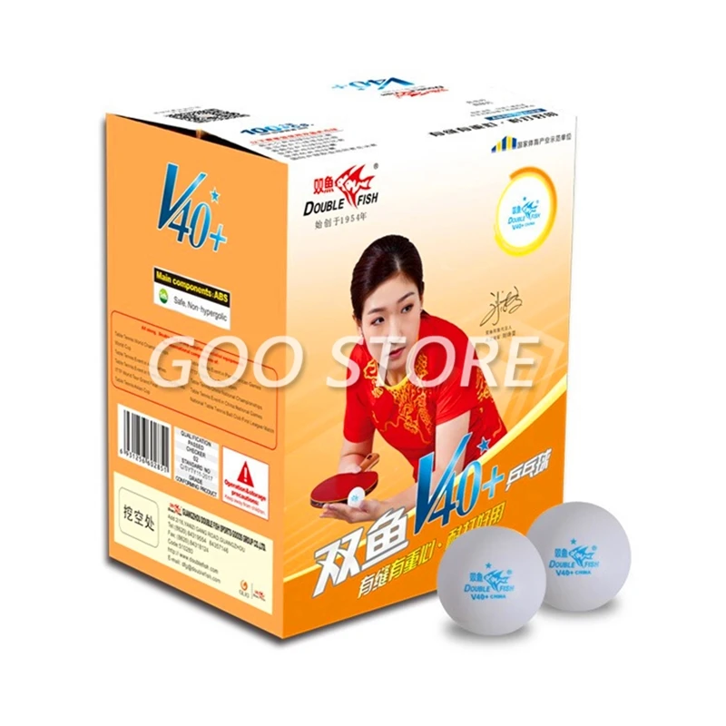 100 balls Double Fish V40+ 1-Star ABS New Plastic seamed training Doublefish Table Tennis balls ping pong ball