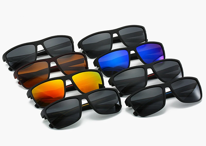 Klassische schwarze quadratische Sonnenbrille für Herren und Damen, Vintage-polarisierte Sonnenbrille für Herren, modisch, blau, zum Fahren, Reisen – Detail 4