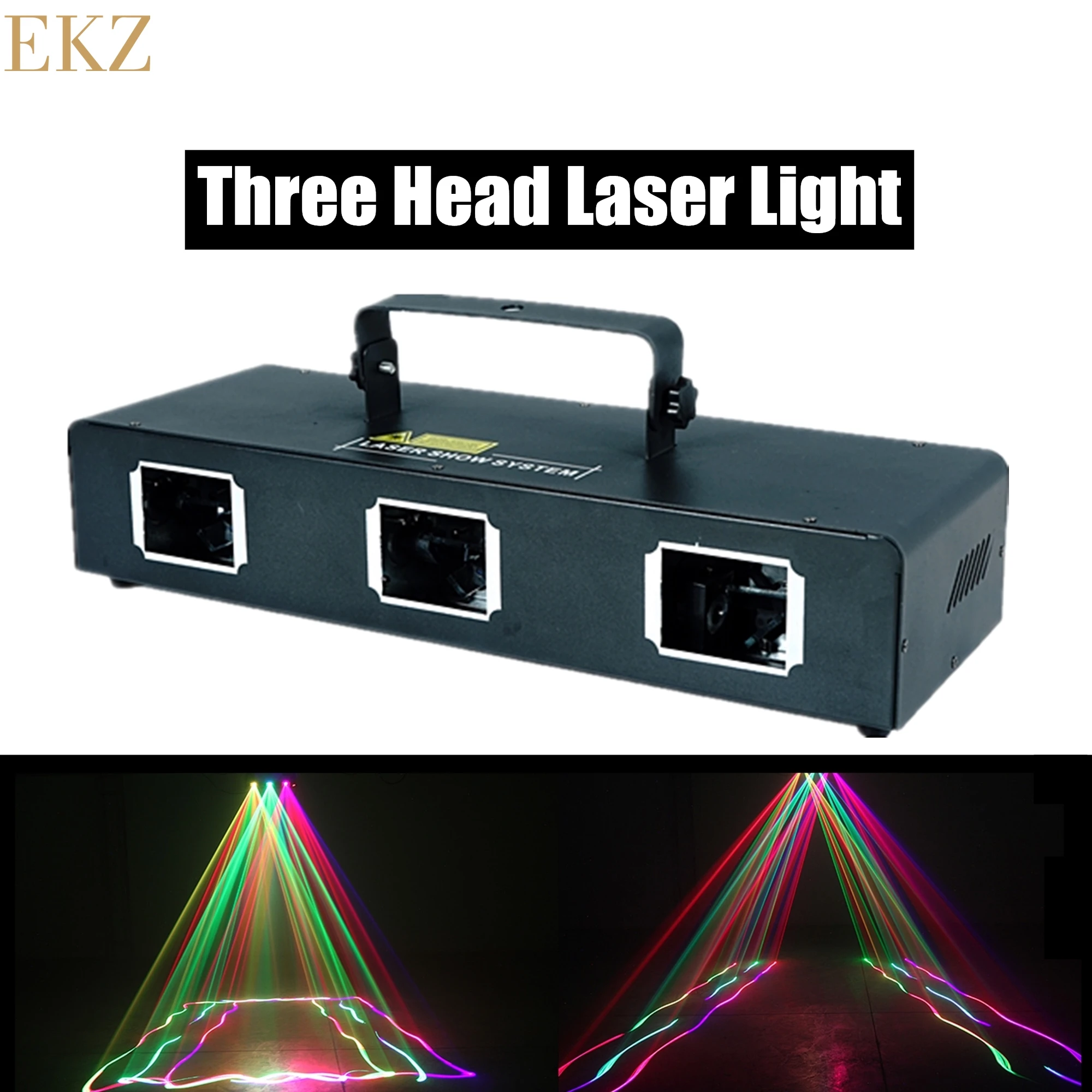 High Quality Three Heads RGB Full Color Laser Light Three Lens Red Blue Green For DJ Bar Music Party Projector Stage Lighting