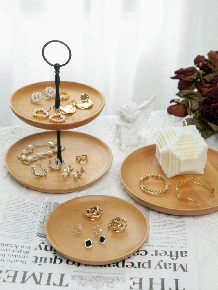 Beech Solid Wood Jewelry Display Tray Bracelets Earrings Bangle Display Plate Jewellery Display Stand