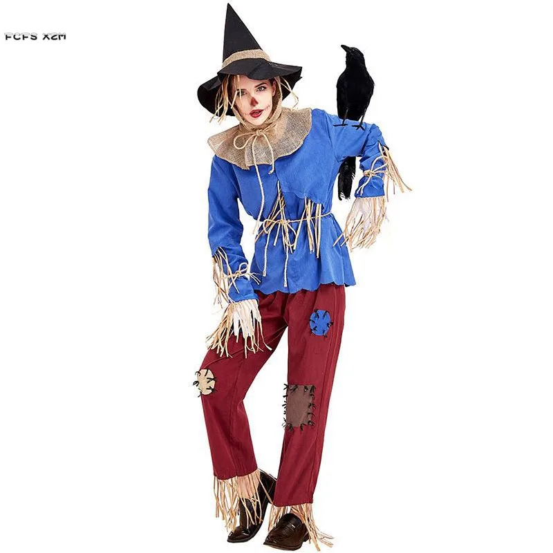 M-XL Women Halloween Scarecrow Costumes Female Beggar Cosplay Carnival Purim Parade Stage Nightclub Bar Role Play Party Dress