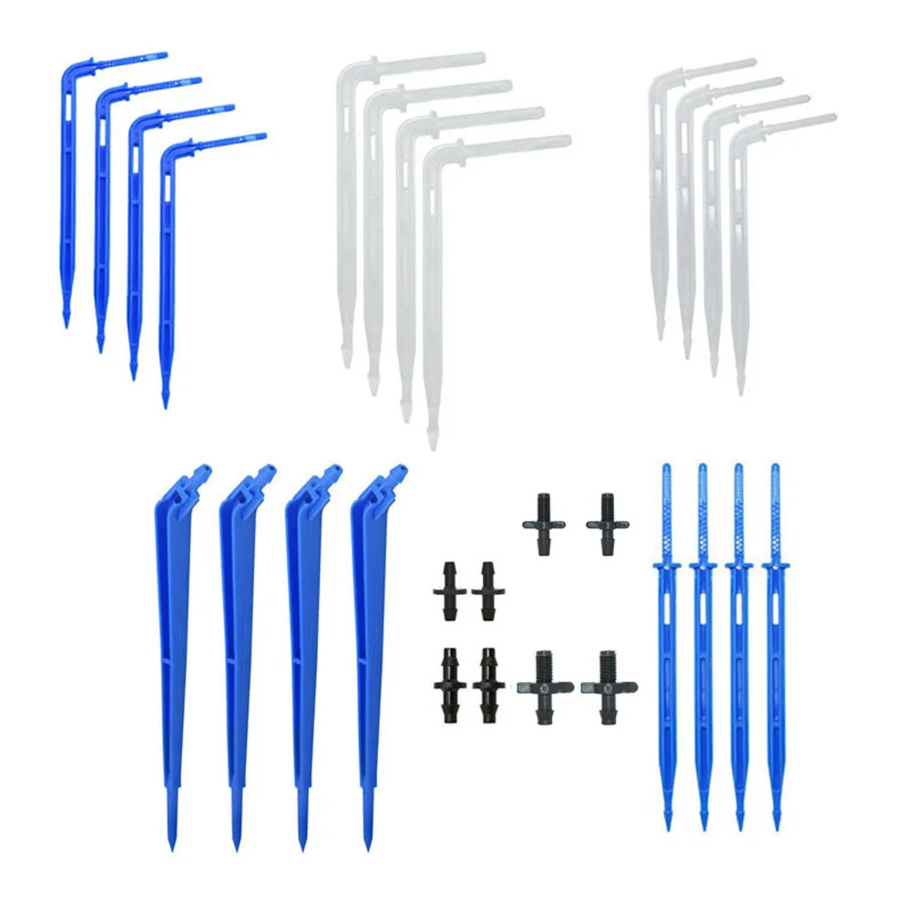 30pcs Bend Arrow Dropper 3/5mm 4/7mm Hose  Transparent Blue Curved Drip Arrow Emitter Irrigation Potted Greenhouse