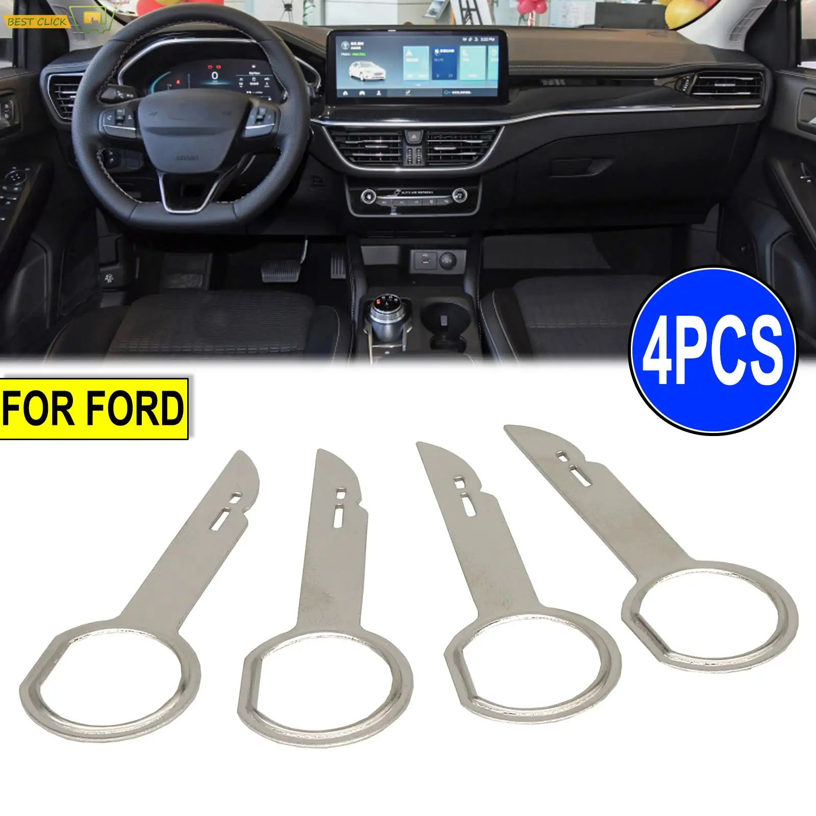 4Pcs Radio CD Stereo Removal Key Release Pin Extractor For Ford Focus Mondeo C-Max Fiesta Transit Car Extraction Install Tools