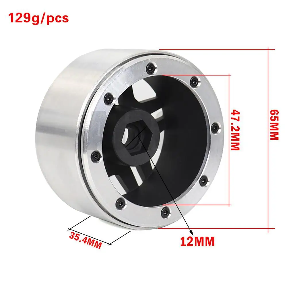 4pcs 2.2 Inch Metal Wheel Rim Hub Simulation RC Crawler Car Hub for for Axial SCX10 RR10 Wraith 90048 TRX6 G63 G500