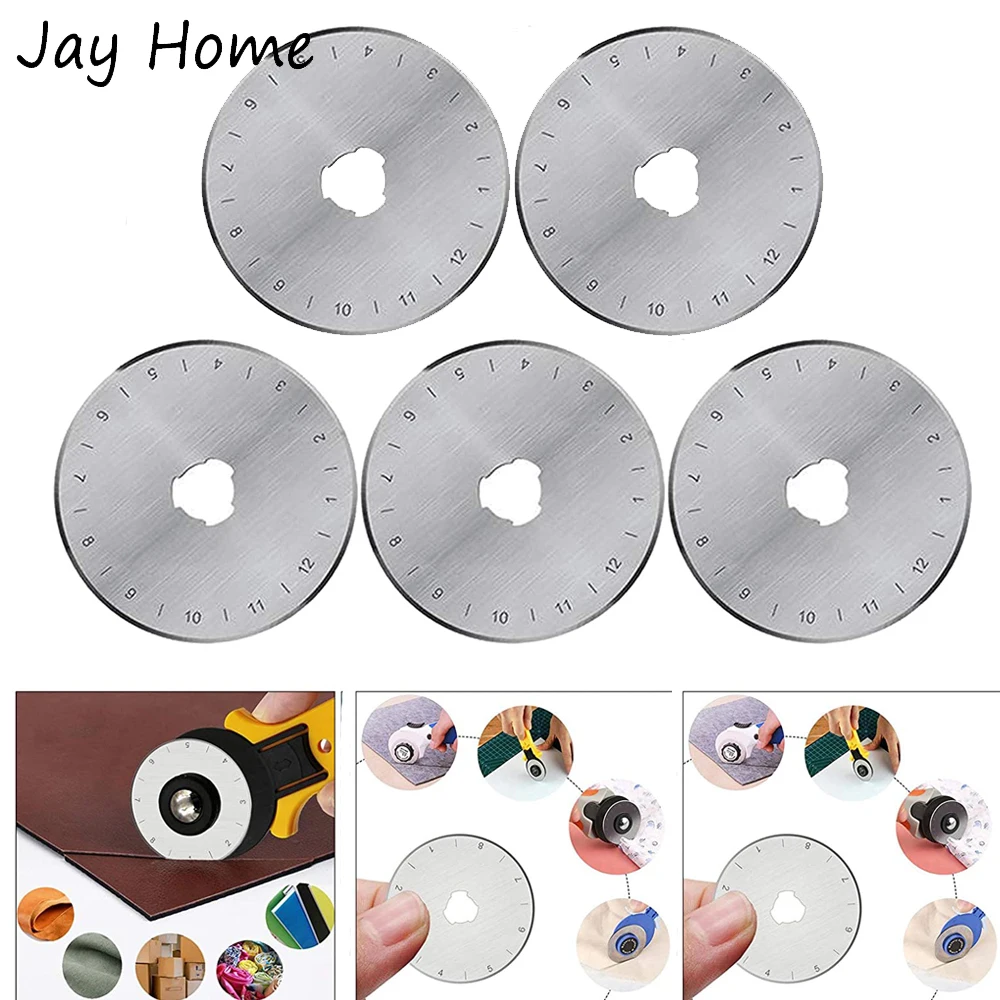 10/5pcs Rotary Cutter Blades 45mm Round Quilting Fabric Rotary Cutter Replacement Blades with Storage Box for Leather Cutting