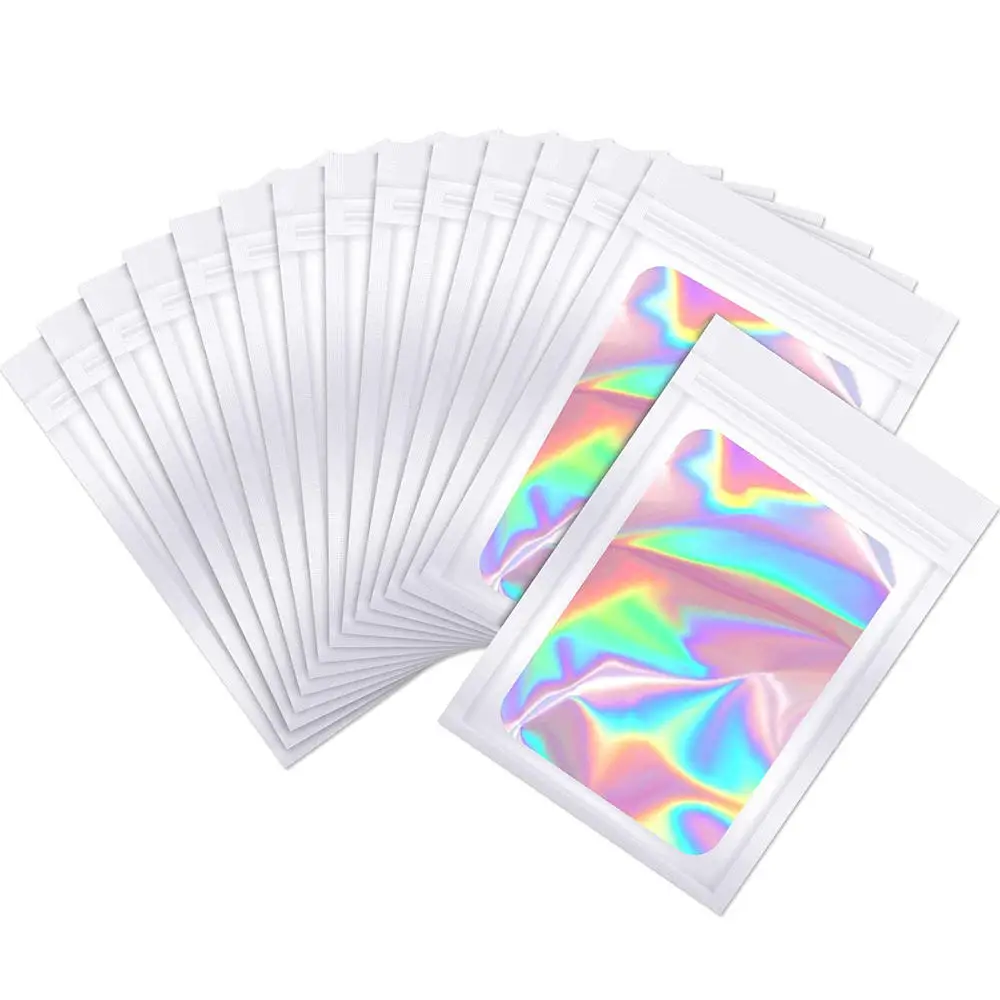 5 Colors Translucent Zip Lock Bags Holographic Storage Bag Xmas Gift Packaging Socks Sexy Lingerie Glove Cosmetics 5 Size 100Pcs