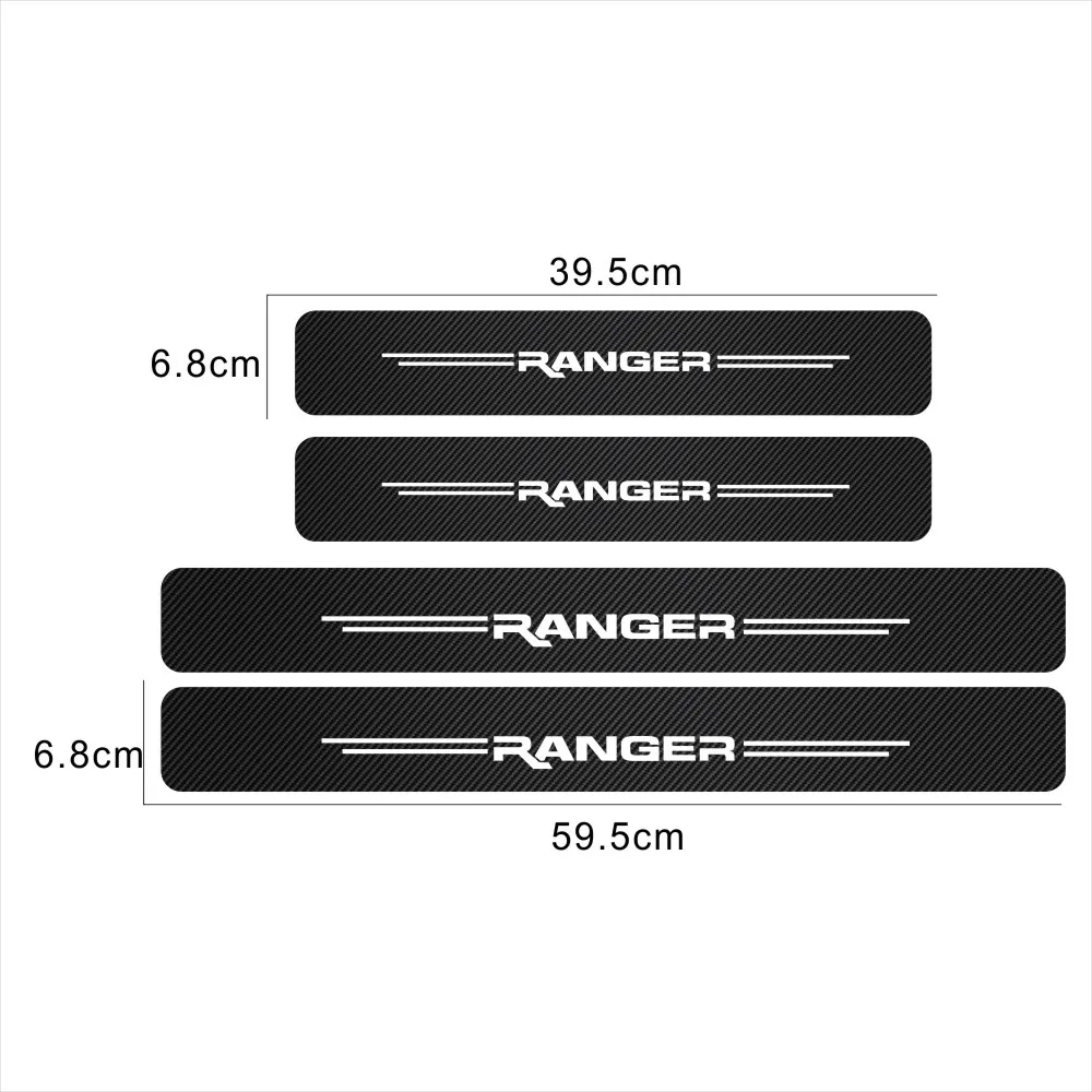 5PCS Car Stickers For Ford Ranger Accessories Auto Door Sill Cover Protector Car Threshold Sticker Vehicle Supplies Car Gadgets