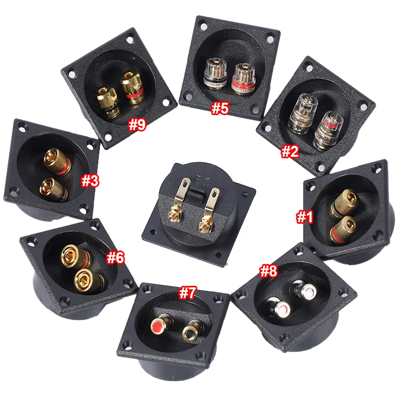 2x Speaker Box Terminal Square Spring/Twist Cup Connector Subwoofer Enclosure Wire 57x57mm/2.24"x2.24"