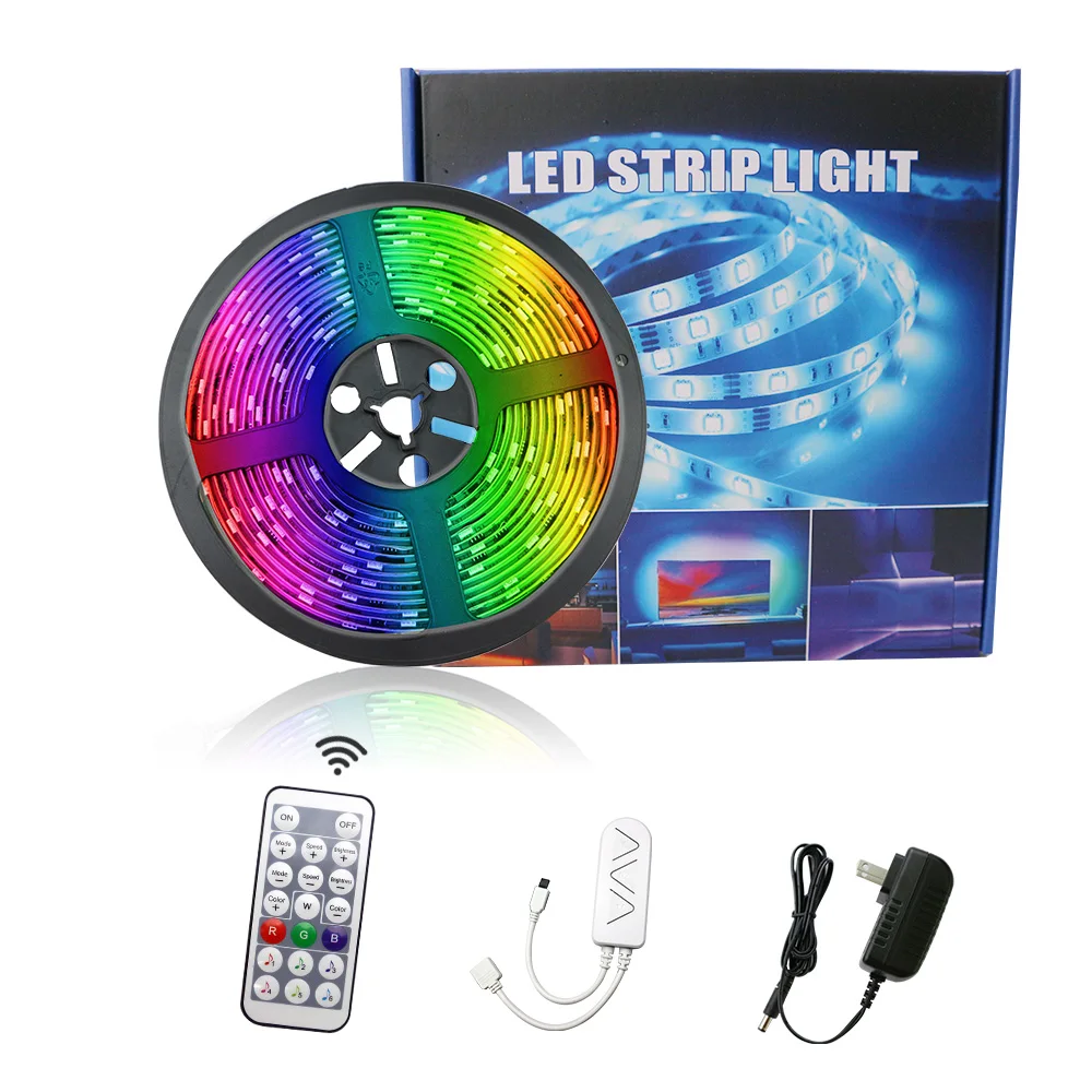 

A-RGB flexible led color lights strip 5M 10M DC12V 30leds/M SMD5050 neno light for room with IR controller music sync