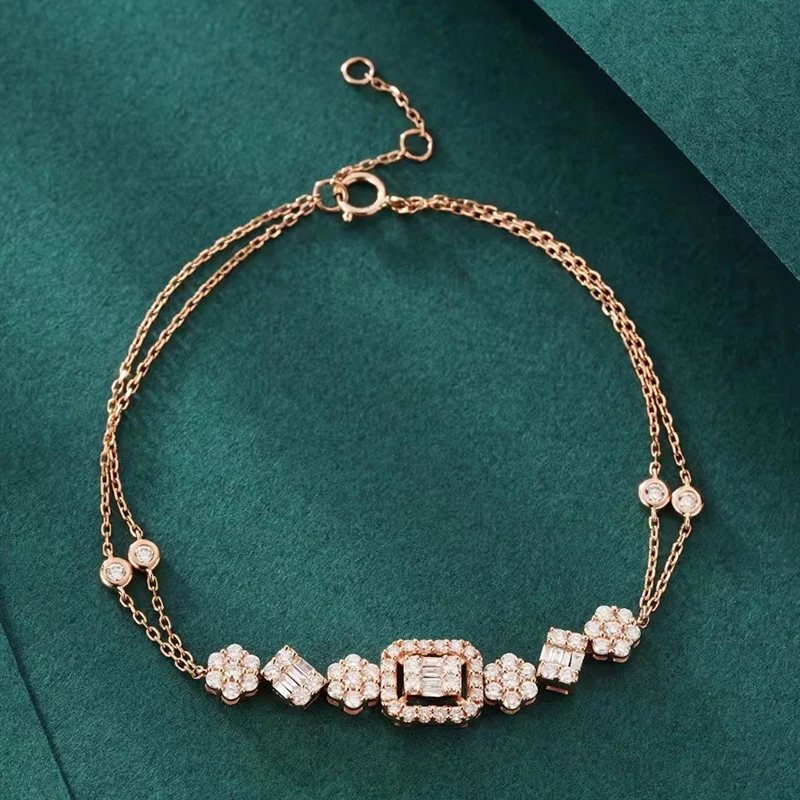 

0.83 Carat Diamond Gem 18K-Gold Bracelets Chain & Bracelets Cute Romantic Party Gift