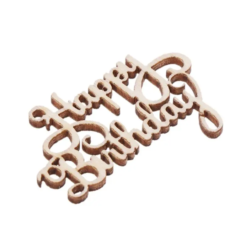 15Pcs Wooden Happy Bithday Table Scatter Vintage Rustic Party Decor Craft Scrapbook Decorations image 2