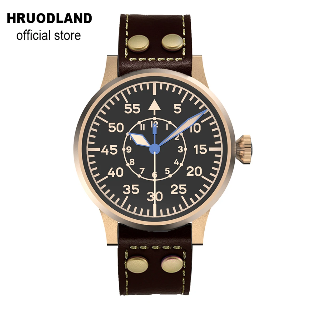 Hruodland Bronze Retro Men Automatic Pilot Watches Sapphire Glass 100M Water Resistant Mechanical Aviator Wristwatch for Men New