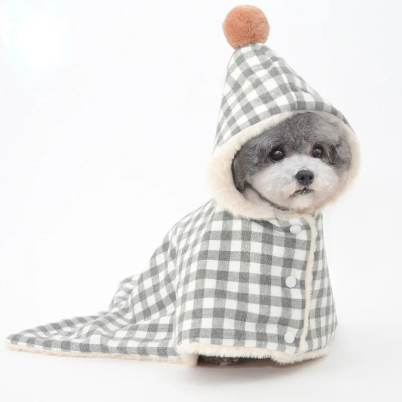 New Winter Plaid Pet Blanket Dog Sleeping Bag Cat Cloak Pet Coat Warm Coat Hooded Cloak Dog Coat Can Be Fixed To Prevent Falling