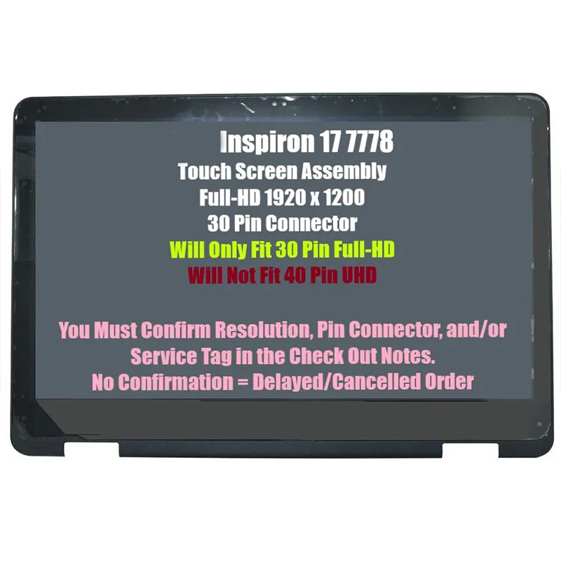 Conjunto de Tela Touch Fhd de 17.3 Polegadas para Dell Inspiron 17 7778 8p9vw