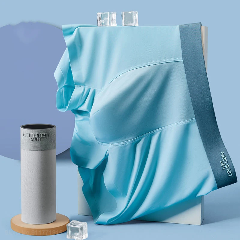 男性用ボクサーパンツ,快適なフラットパンツ,シルク,シームレス,ラージサイズ,3ユニット