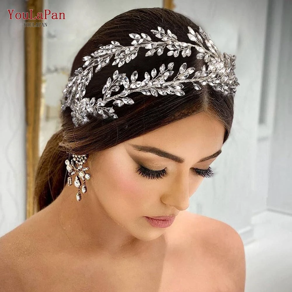 

YouLaPan HP308 Luxury Rhinestones Headbands for Bride Handmade Bridal Tiara and Crown Wedding Hair Jewelry Accessories Headdress