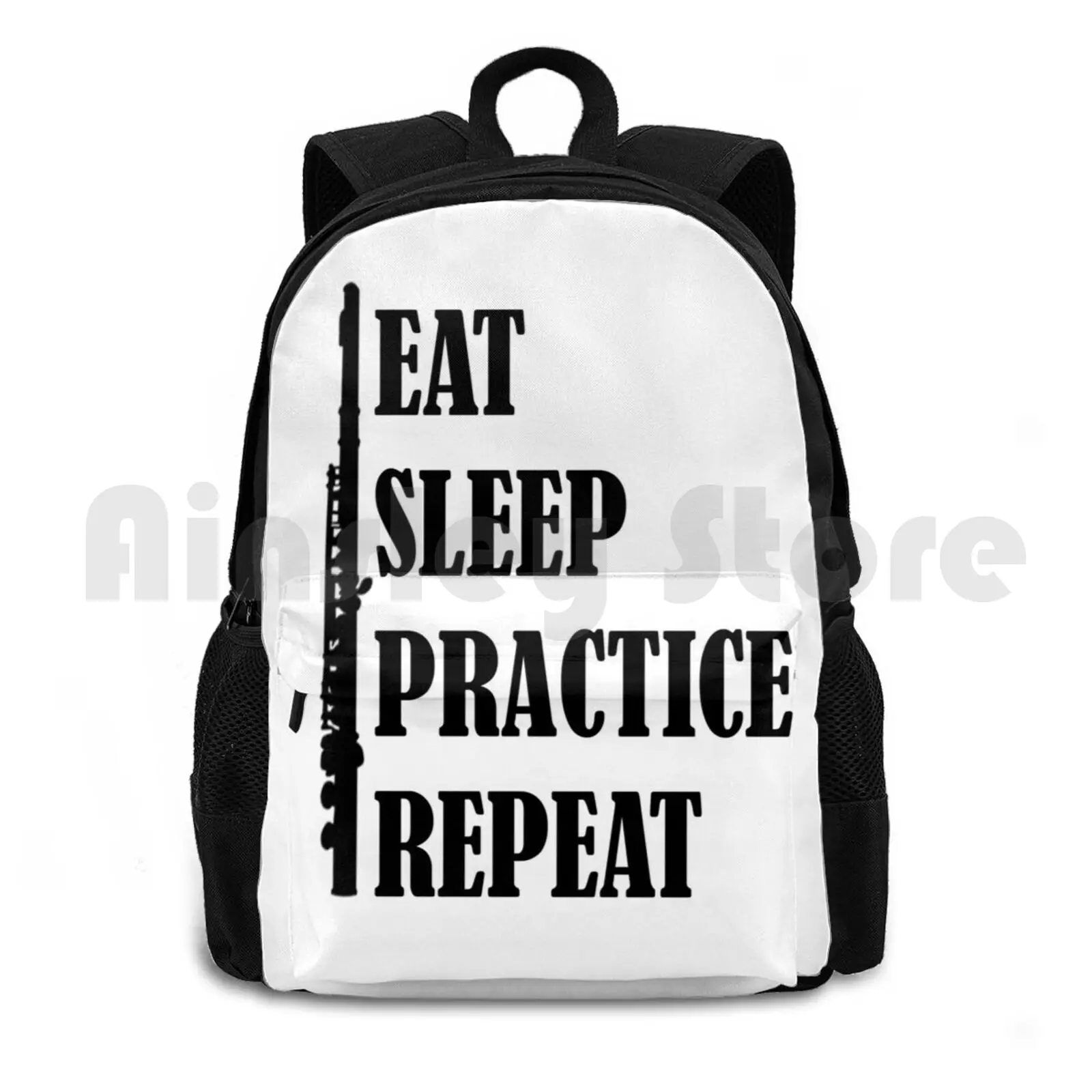 Eat Sleep Practice Repeat : Flute Outdoor Hiking Backpack Riding Climbing Sports Bag Eat Sleep Practice Repeat Flute Music