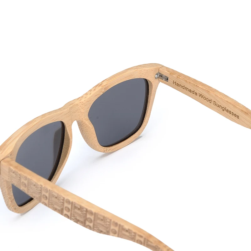 BOBO BIRD Okulary Bamboo Sunglasses With Silver Polarized Lens Men Women Glasses Pattern Engraved