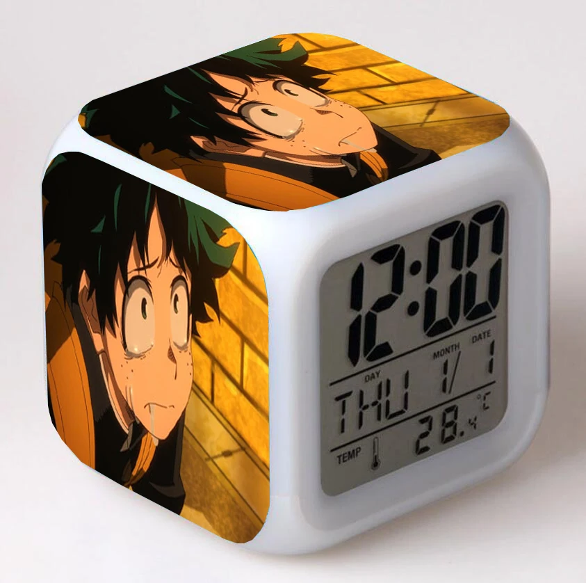 Anime My Hero Academia  Cartoon LED 7 Color Flash Digital Alarm Clocks Night Light Bedroom Desk Clock despertador Alarm-Clock