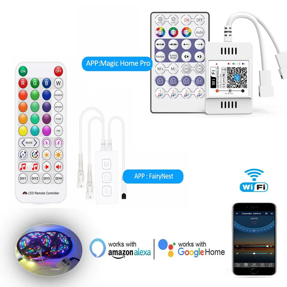 DC5V -24V LED SPI Controller WS2811 WS2812B Address Pixel Mini WiFi Controller Magie Hause APP Telefon Control Dimmer 5050