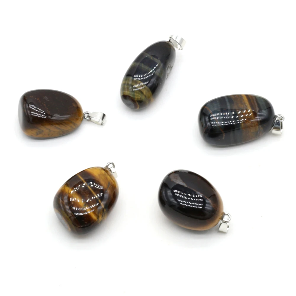 Natural Gem Tiger Eye Stone Pendant Handmade Crafts DIY Charm Necklace Jewelry Accessories Exquisite Gift Making for Woman