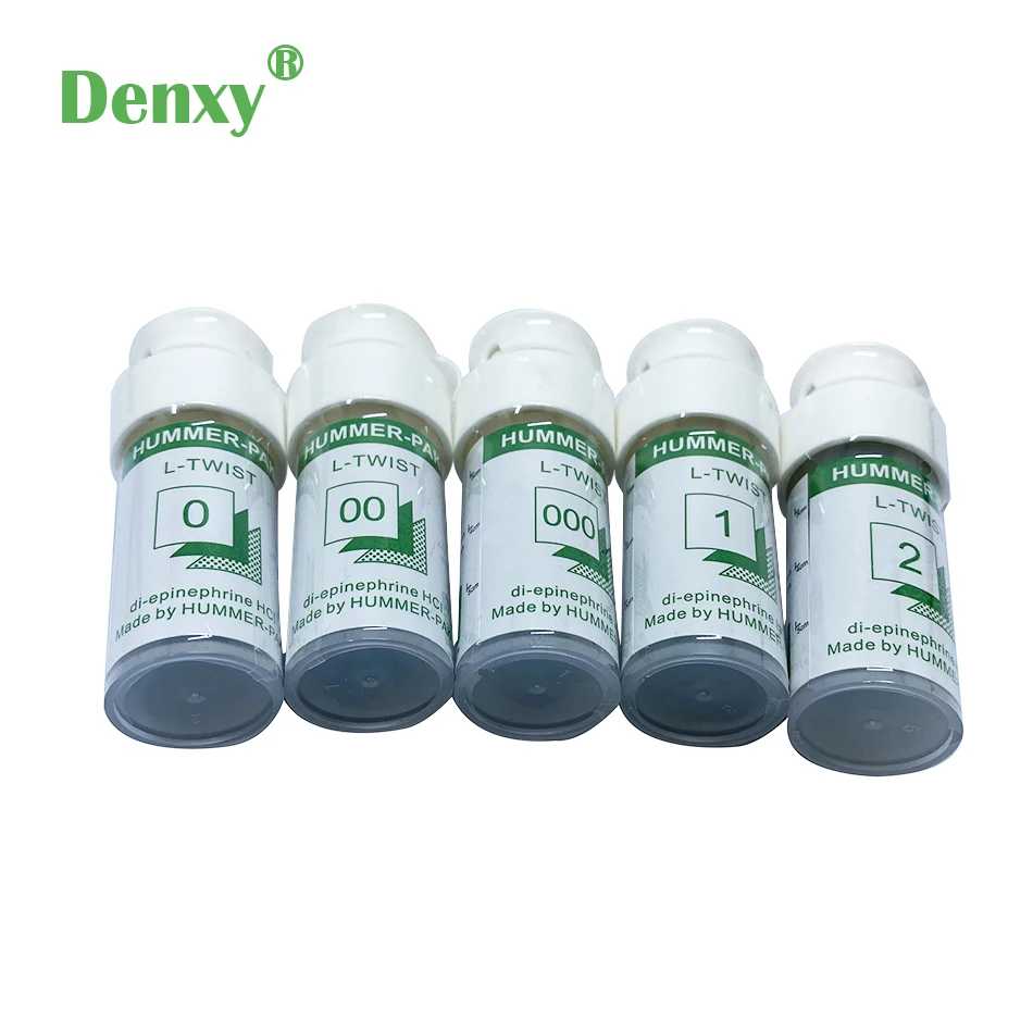 Denxy-cordón de retracción Dental de alta calidad, hilo Dental desechable, cordón de algodón de punto, cuidado bucal, 5 botellas